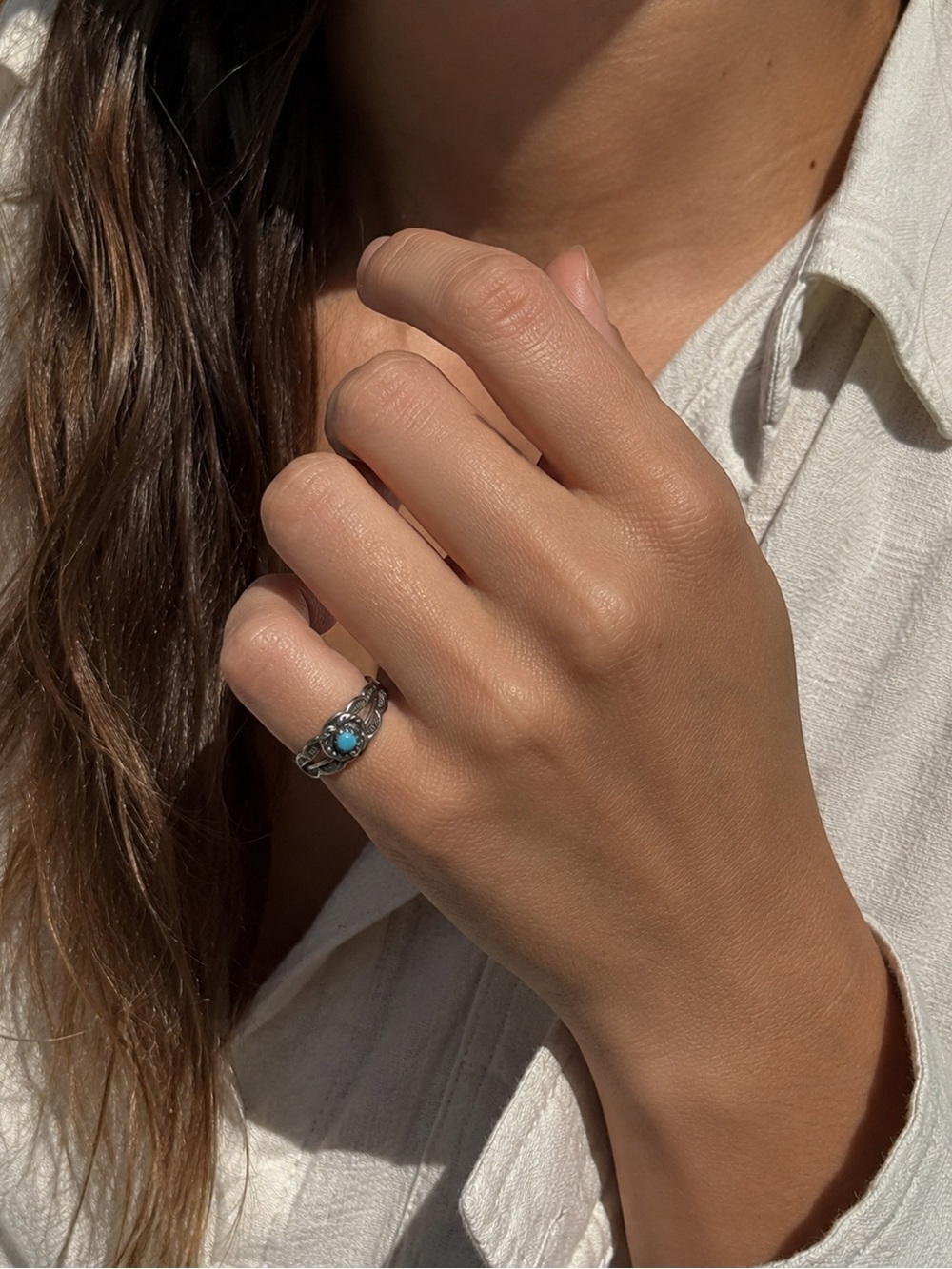 Handmade .925 Heart ring with turquoise